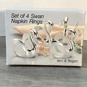 VTG New In Original Box Set of 4 Swan Napkin Rings Oneida Factory Sealed